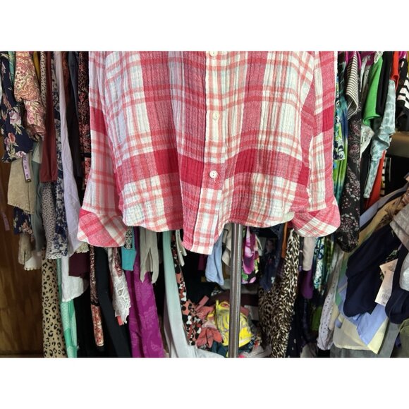 Sanctuary Mod Pink Plaid Buffalo Long Sleeve Boyfriend Shirt Button Down Size XL - Picture 3 of 10
